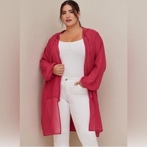 TORRID Longline Zip Up Jacket / Size 1X (14-16) / Chiffon Pink